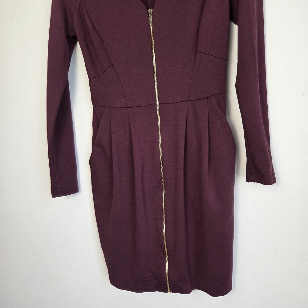 Dynamite Purple Sheath Dress Long Sleeve V-Neck - Picture 8 of 12